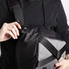 Cool Nylon Cloth Casual Men's Stitching Sling Bag Black One Shoulder Backpack Chest Side Bag For Men