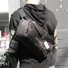 Cool Nylon Cloth Casual Men's Stitching Sling Bag Black One Shoulder Backpack Chest Side Bag For Men
