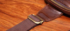 Cool Mens Red Brown Leather Chest Bag Sling Bag Crossbody Sling Bag For Men