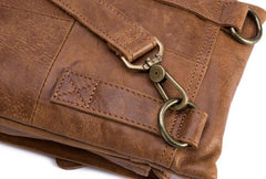 Cool Brown Leather Mens Small Shoulder Bag Belt Pouch Waist Belt Bag For Men
