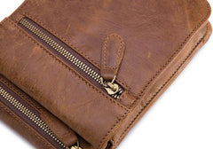 Cool Brown Leather Mens Small Shoulder Bag Belt Pouch Waist Belt Bag For Men