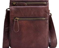 Cool Brown Leather Mens Small Shoulder Bag Belt Pouch Waist Belt Bag For Men