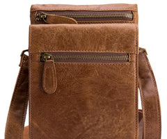 Cool Brown Leather Mens Small Shoulder Bag Belt Pouch Waist Belt Bag For Men