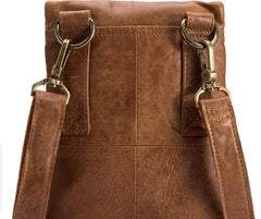 Cool Brown Leather Mens Small Shoulder Bag Belt Pouch Waist Belt Bag For Men