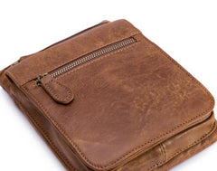 Cool Brown Leather Mens Small Shoulder Bag Belt Pouch Waist Belt Bag For Men