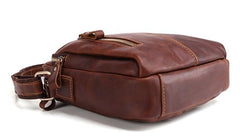 Cool Brown Leather Mini Messenger Bags Small Tablet Messenger Bag Side Bag For Men