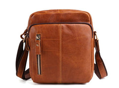 Cool Brown Leather Mini Messenger Bags Small Tablet Messenger Bag Side Bag For Men