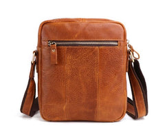 Cool Brown Leather Mini Messenger Bags Small Tablet Messenger Bag Side Bag For Men
