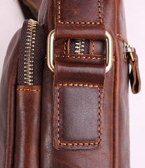 Cool Brown Leather Mini Messenger Bags Small Tablet Messenger Bag Side Bag For Men