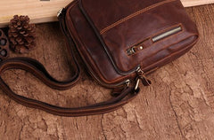 Cool Brown Leather Mini Messenger Bags Small Tablet Messenger Bag Side Bag For Men