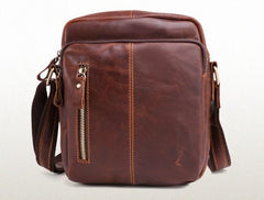 Cool Brown Leather Mini Messenger Bags Small Tablet Messenger Bag Side Bag For Men