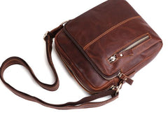 Cool Brown Leather Mini Messenger Bags Small Tablet Messenger Bag Side Bag For Men