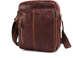 Cool Brown Leather Mini Messenger Bags Small Tablet Messenger Bag Side Bag For Men