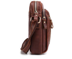 Cool Brown Leather Mini Messenger Bags Small Tablet Messenger Bag Side Bag For Men