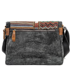Cool Retro Waxed Canvas Leather Mens Womens Ethnic Shoulder Bag 13'' Side Bag Messenger Bag Postman Bag For Men