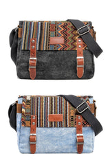 Cool Retro Waxed Canvas Leather Mens Womens Ethnic Shoulder Bag 13'' Side Bag Messenger Bag Postman Bag For Men