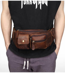 Cool Brown LEATHER MENS FANNY PACK BUMBAG Vintage WAIST BAGS FOR MEN