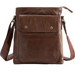 Cool Small Leather Coffee Mens Messenger Bags Shoulder Bags for Men