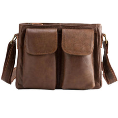Cool Small Leather Vintage Mens Messenger Bag Shoulder Bags  for Men