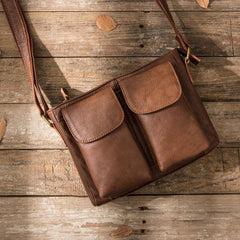Cool Small Leather Vintage Mens Messenger Bag Shoulder Bags  for Men
