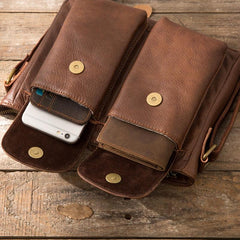 Cool Small Leather Vintage Mens Messenger Bag Shoulder Bags  for Men