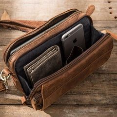 Cool Small Mens Leather Camel Bag Messenger Bags Shoulder Bags  for Men