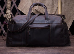 Cool Vintage Coffee Black Leather Mens Overnight Bags Travel Bags Weekender Bags For Men