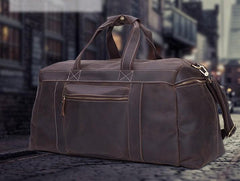 Cool Vintage Coffee Black Leather Mens Overnight Bags Travel Bags Weekender Bags For Men