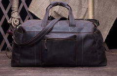 Cool Vintage Coffee Black Leather Mens Overnight Bags Travel Bags Weekender Bags For Men