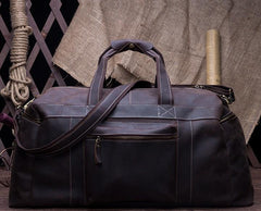 Cool Vintage Coffee Black Leather Mens Overnight Bags Travel Bags Weekender Bags For Men