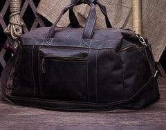 Cool Vintage Coffee Black Leather Mens Overnight Bags Travel Bags Weekender Bags For Men