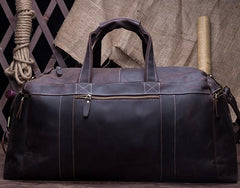 Cool Vintage Coffee Black Leather Mens Overnight Bags Travel Bags Weekender Bags For Men