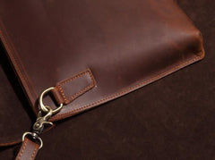 Cool Vintage Dark Brown Leather Mens Courier Bags Small Side Bags Messenger Bag For Men