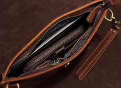 Cool Vintage Dark Brown Leather Mens Courier Bags Small Side Bags Messenger Bag For Men