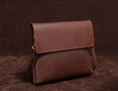 Cool Vintage Dark Brown Leather Mens Courier Bags Small Side Bags Messenger Bag For Men