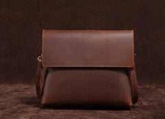 Cool Vintage Dark Brown Leather Mens Courier Bags Small Side Bags Messenger Bag For Men