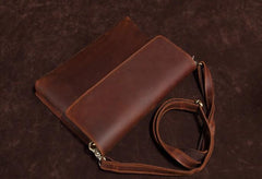 Cool Vintage Dark Brown Leather Mens Courier Bags Small Side Bags Messenger Bag For Men