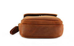 Cool Vintage Dark Brown Leather Mens Belt Pouch Small Side Bag Messenger Bag For Men