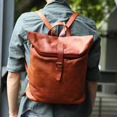Cool Vintage Leather Mens Backpack Travel Backpack Laptop Backpacks for men