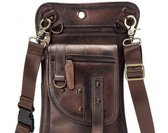 Cool Vintage Leather Mens Belt Pouch Waist Bag Drop Leg Bag Mini Shoulder Bag For Men