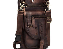 Cool Vintage Leather Mens Belt Pouch Waist Bag Drop Leg Bag Mini Shoulder Bag For Men