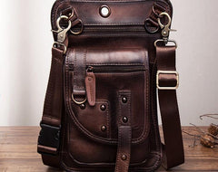 Cool Vintage Leather Mens Belt Pouch Waist Bag Drop Leg Bag Mini Shoulder Bag For Men