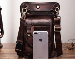 Cool Vintage Leather Mens Belt Pouch Waist Bag Drop Leg Bag Mini Shoulder Bag For Men