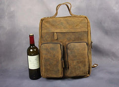Cool Vintage Mens Leather School Backpack Satchel Backpack Leather Travel Backpack for Men