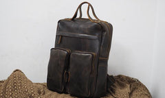 Cool Vintage Mens Leather School Backpack Satchel Backpack Leather Travel Backpack for Men