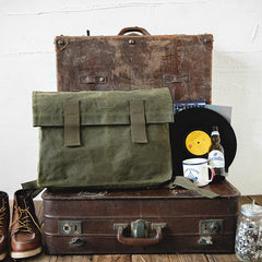 Cool Waxed Canvas Mens Green Military Courier Bag Postman Bag Backpack Large Side Bag For Men
