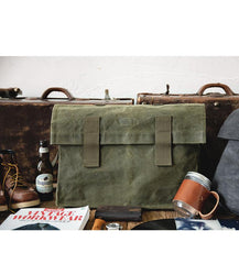Cool Waxed Canvas Mens Green Military Courier Bag Postman Bag Backpack Large Side Bag For Men