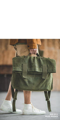 Cool Waxed Canvas Mens Green Military Courier Bag Postman Bag Backpack Large Side Bag For Men