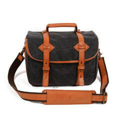 Cool Waxed Canvas Leather Mens Casual Messenger Bag DSLR Camera Bag Side Bag For Men
