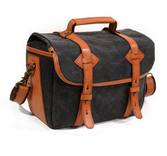 Cool Waxed Canvas Leather Mens Casual Messenger Bag DSLR Camera Bag Side Bag For Men